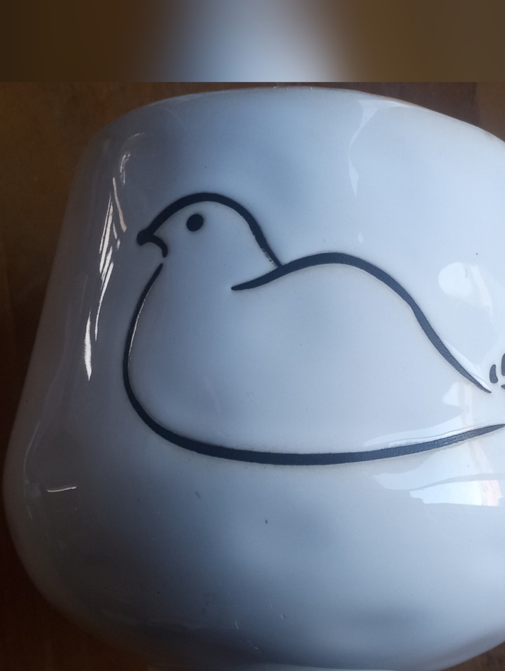 White Ceramic Coffee Mug with Black Dove Line Art